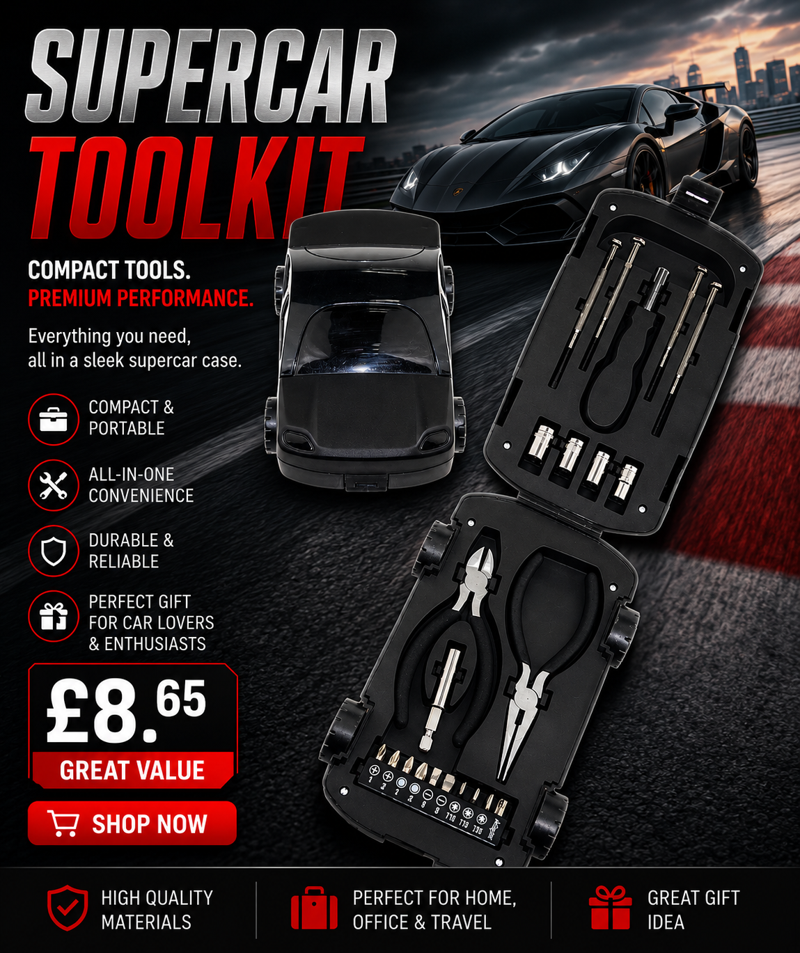 Tool kit-sports car shape