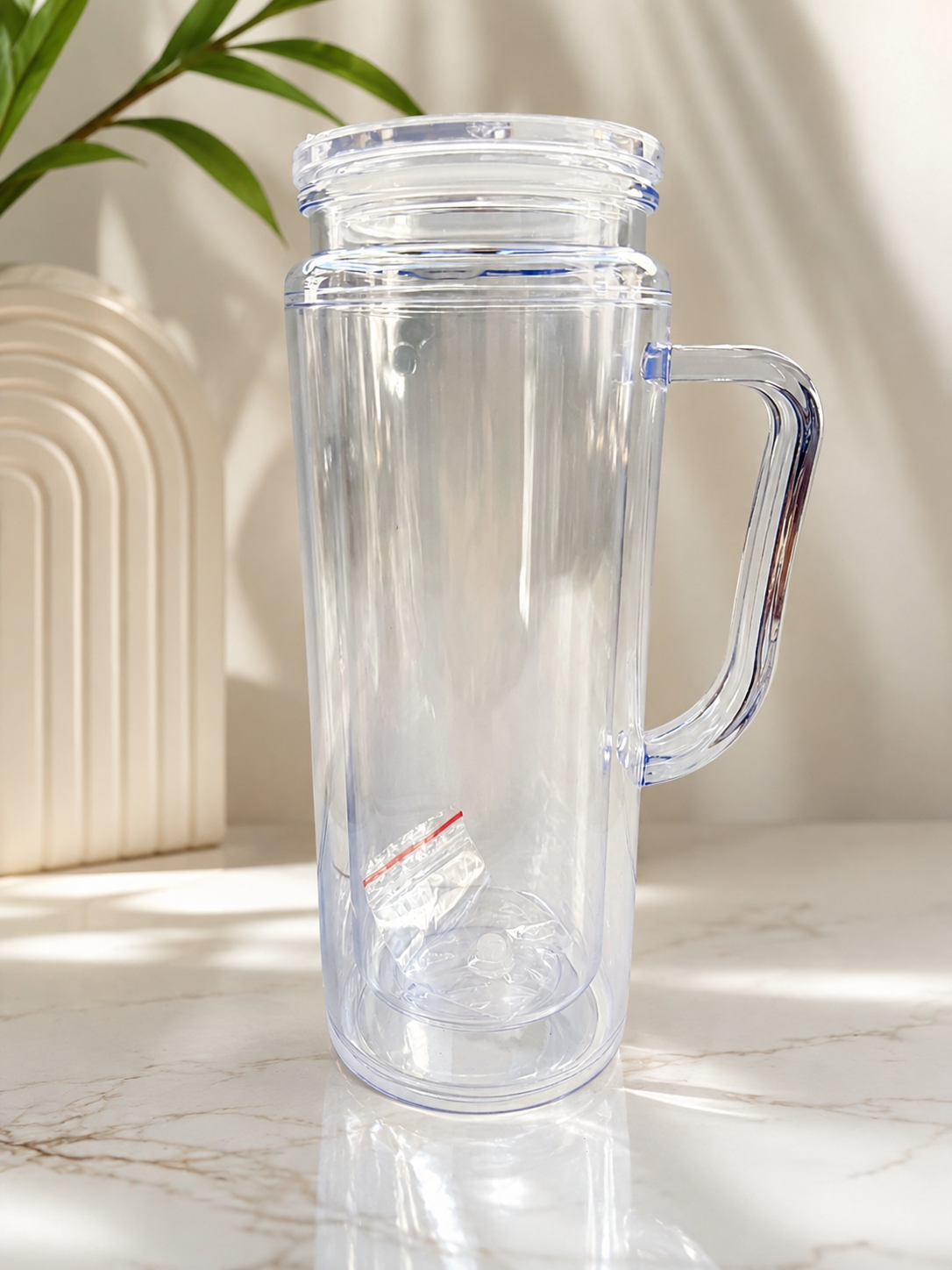 Snow globe acrylic 20oz handle tumbler