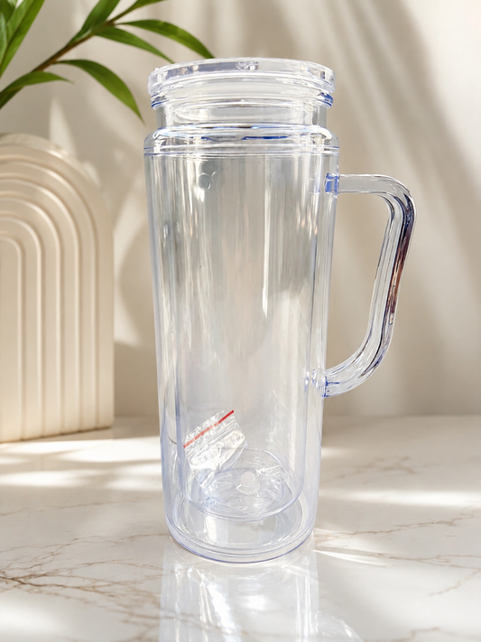 Snow globe acrylic 20oz handle tumbler