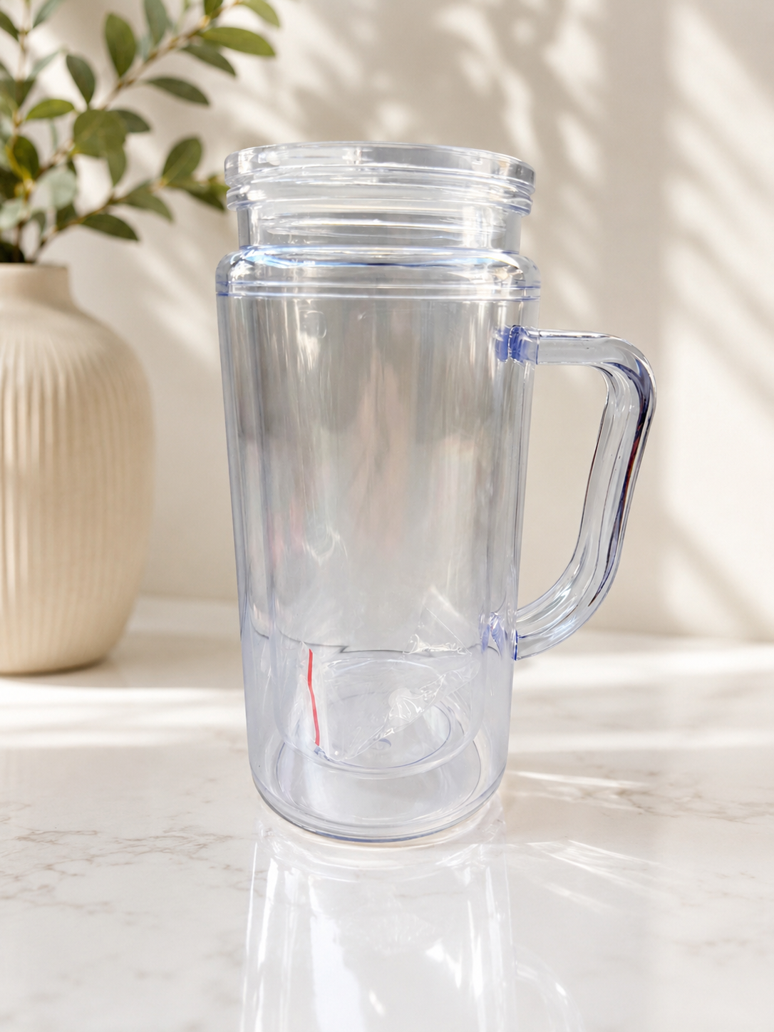 Snow globe acrylic 16oz handle tumbler