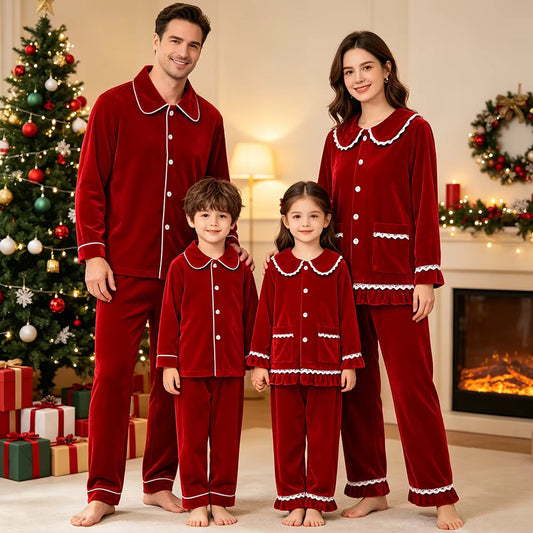 Christmas Velvet family pyjamas plain KT