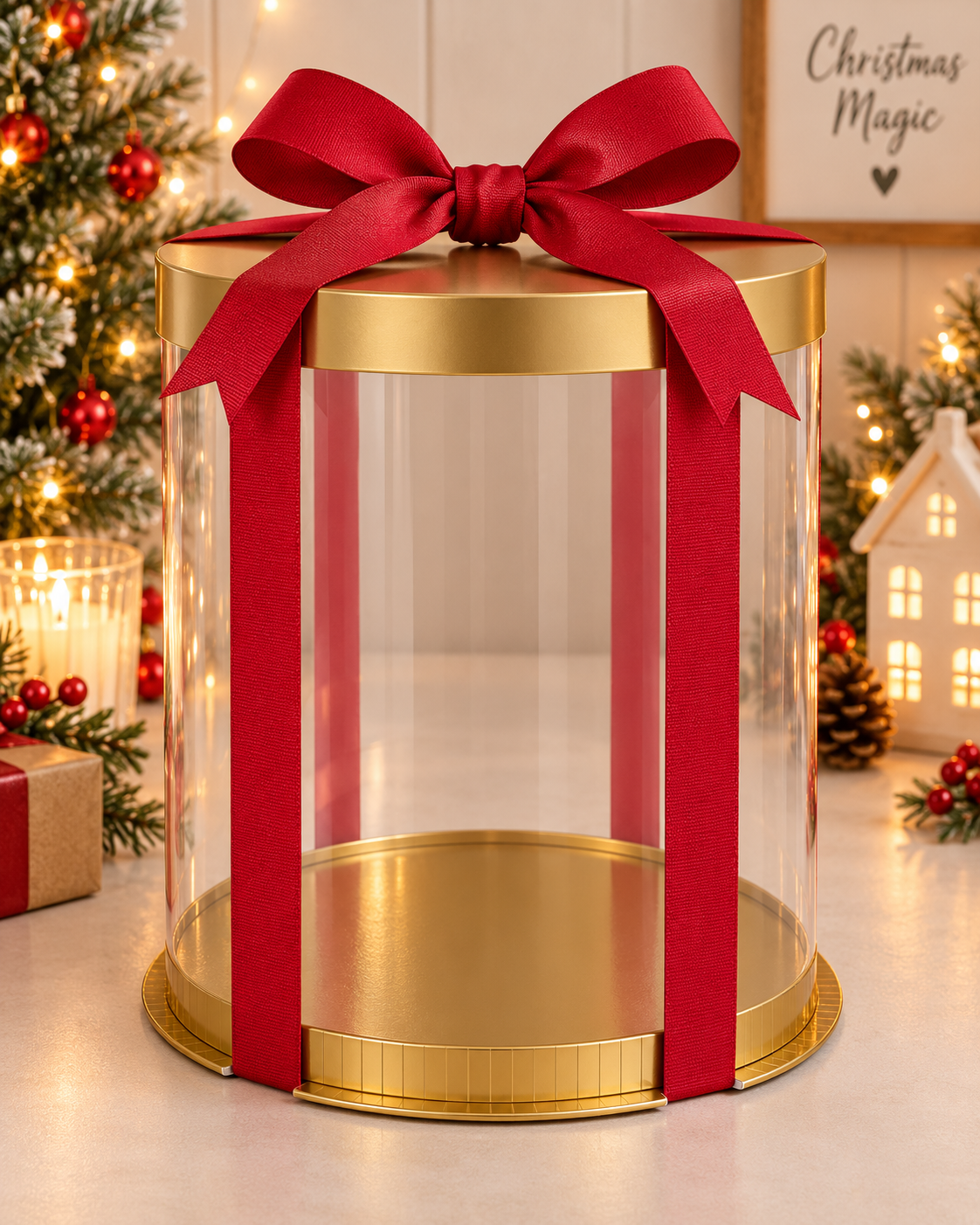 Ribbon Christmas red satin 25mm