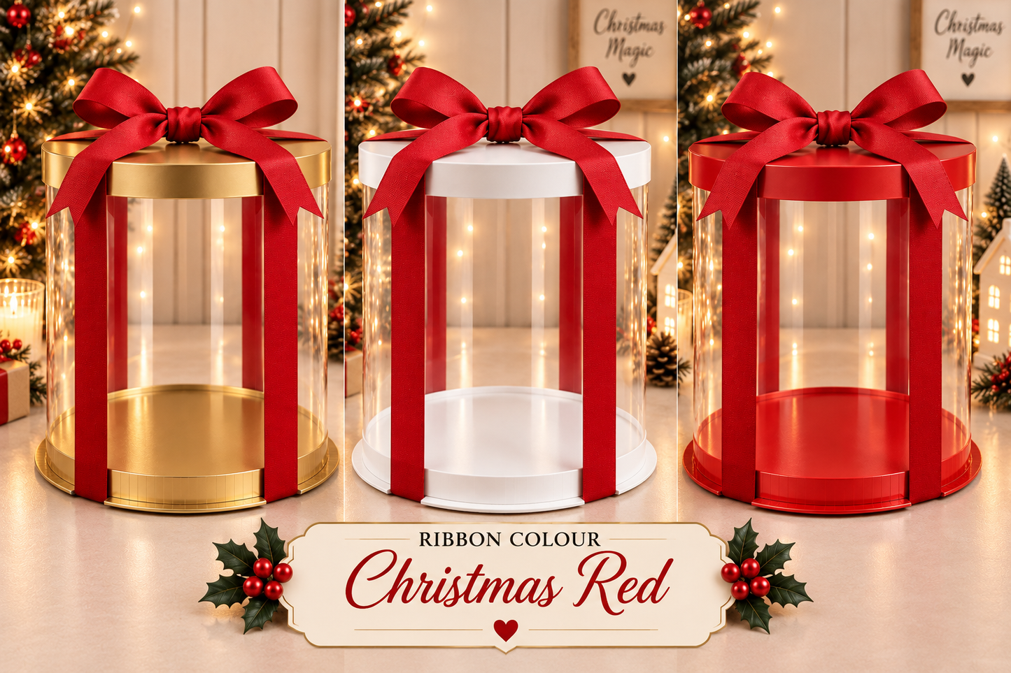 Ribbon Christmas red satin 25mm