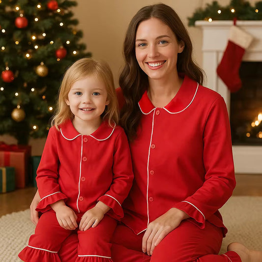Christmas family cotton frilly pyjamas KT