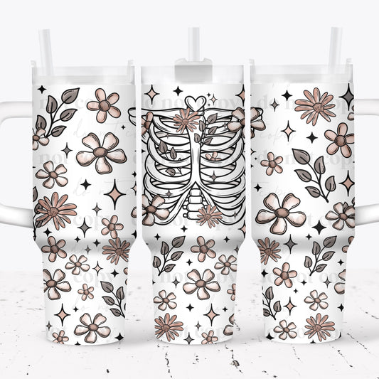 Floral ribcage 40oz UV-DTF wrap