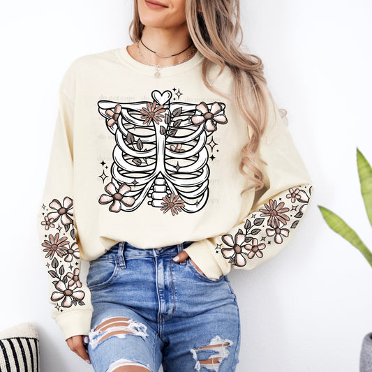 Floral ribcage colour - single sublimation print