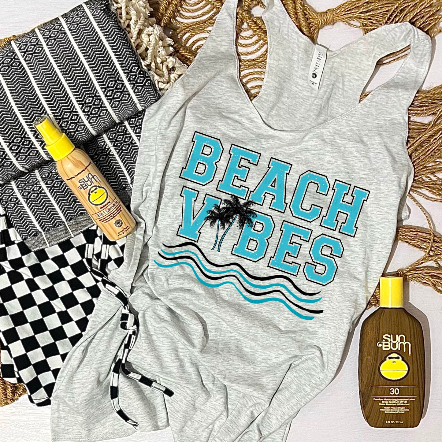 Beach vibes- blue black - single sublimation print