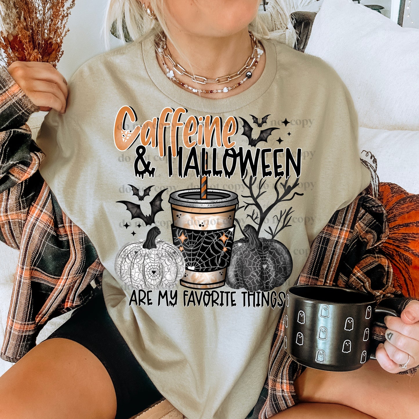 Caffeine & Halloween black- single sublimation print