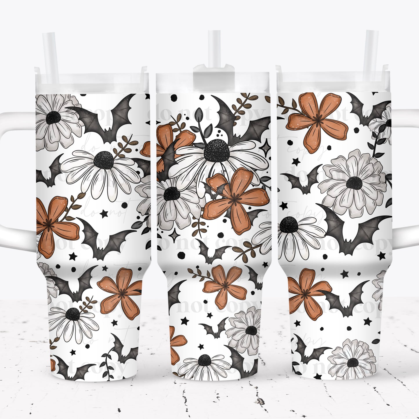 Floral bat 40oz UV-DTF wrap