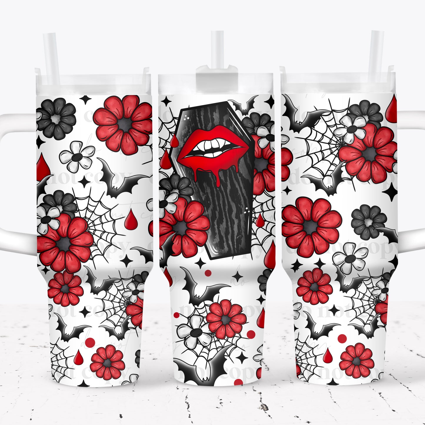 Floral coffin 40oz UV-DTF wrap