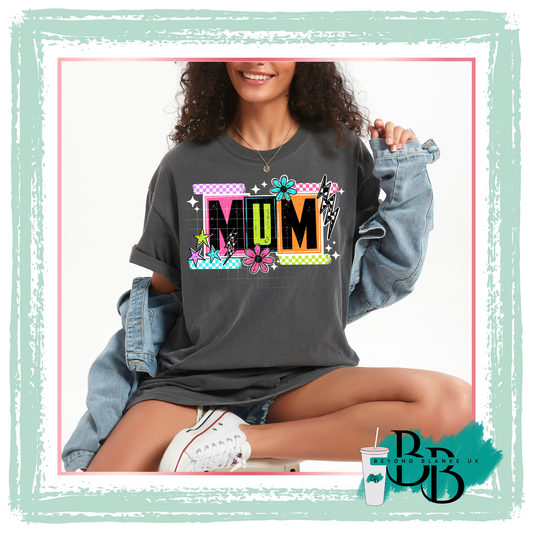 DTF- Mum rainbow- white outline
