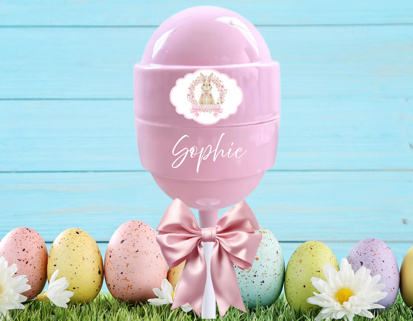 UVDTF lollipop decal-Pink floral wreath badge