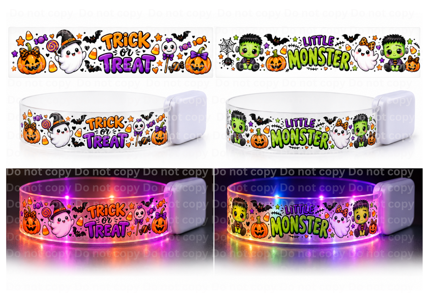 UVDTF - LED wristband- Trick or treat - little monster 2