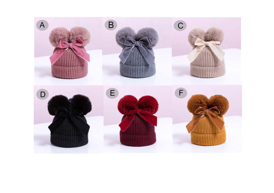 Hats double pom bow