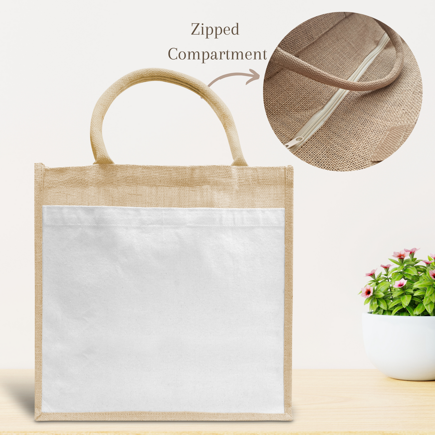 Zipper jute totes