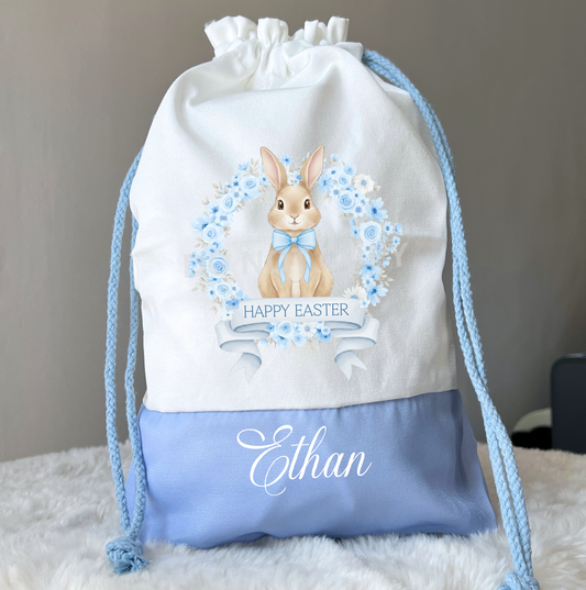 DTF Easter bunny wreath blue