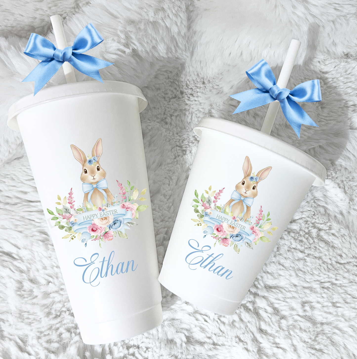 UVDTF Easter bunny floral blue