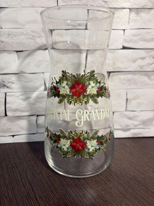 UVDTF Poinsettia decal Carafe