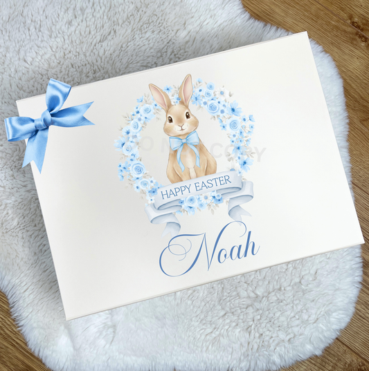 UVDTF Easter floral wreath bunny blue