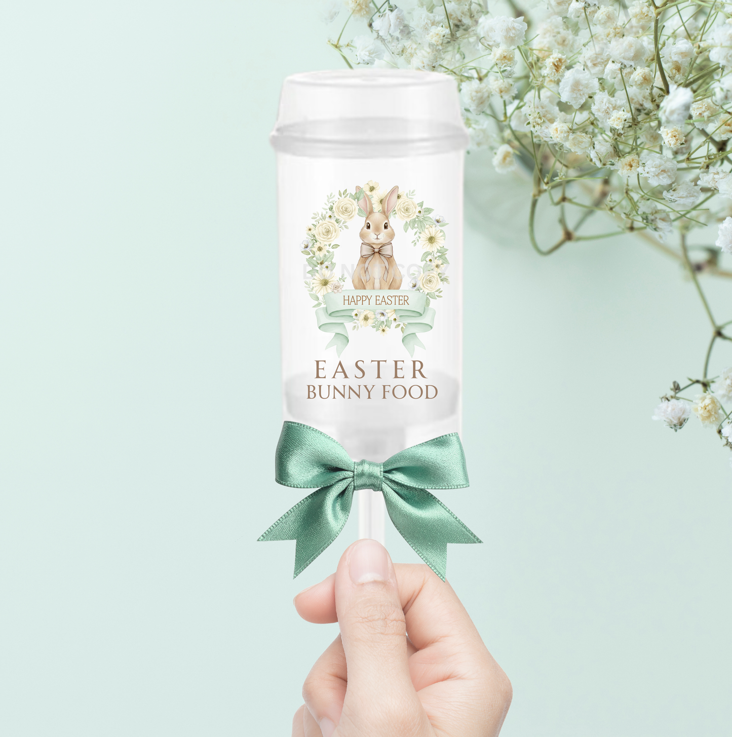 UVDTF Easter bunny food wreath green 5 pk