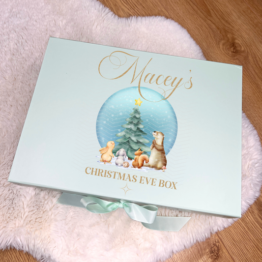 Magnetic box Sage green with ribbons