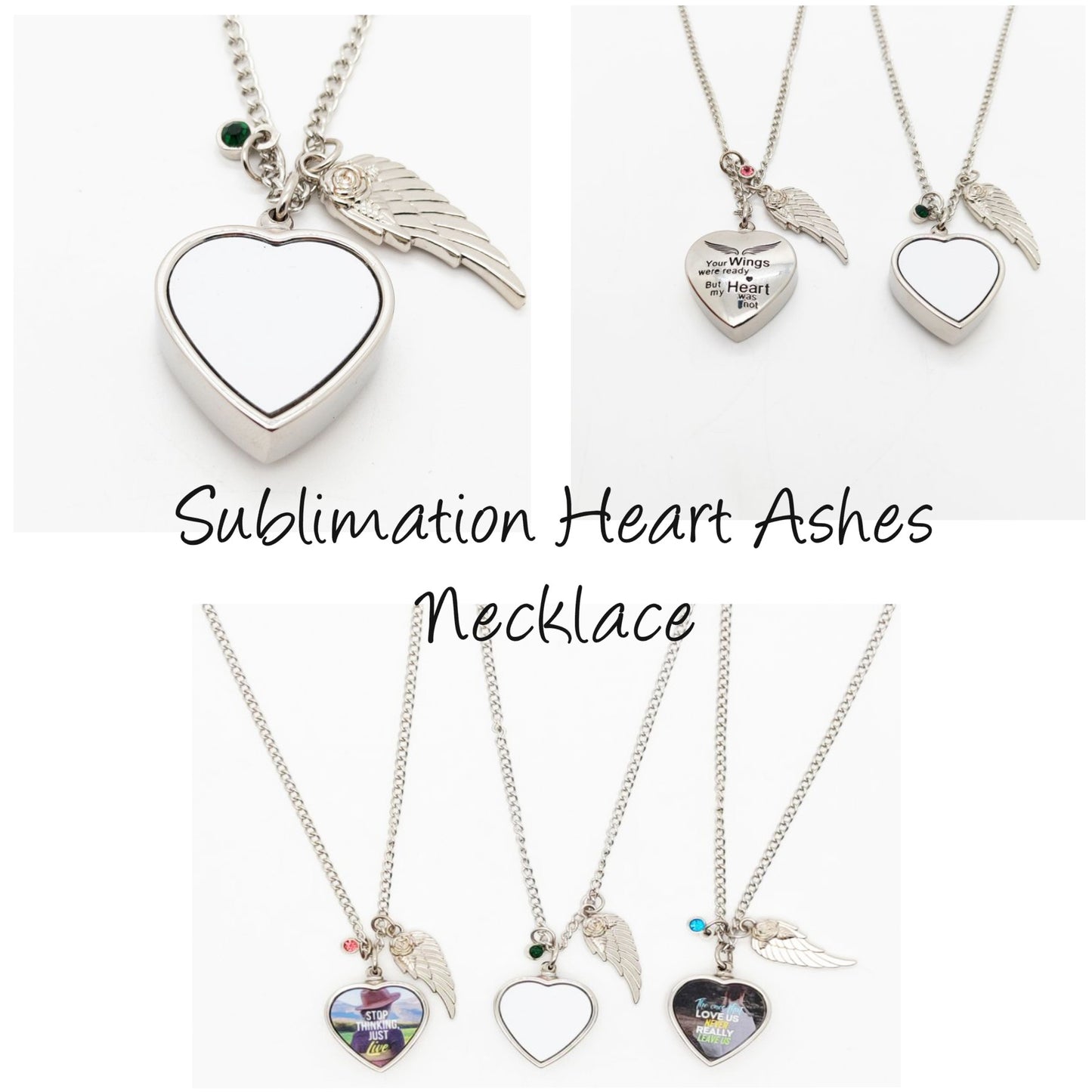 Ashes Sublimation heart necklace