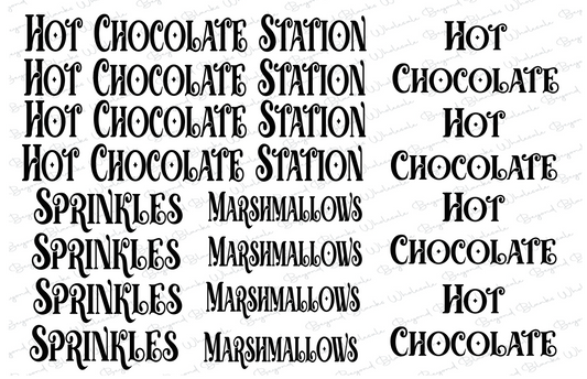 UVDTF Hot chocolate station theme sheet