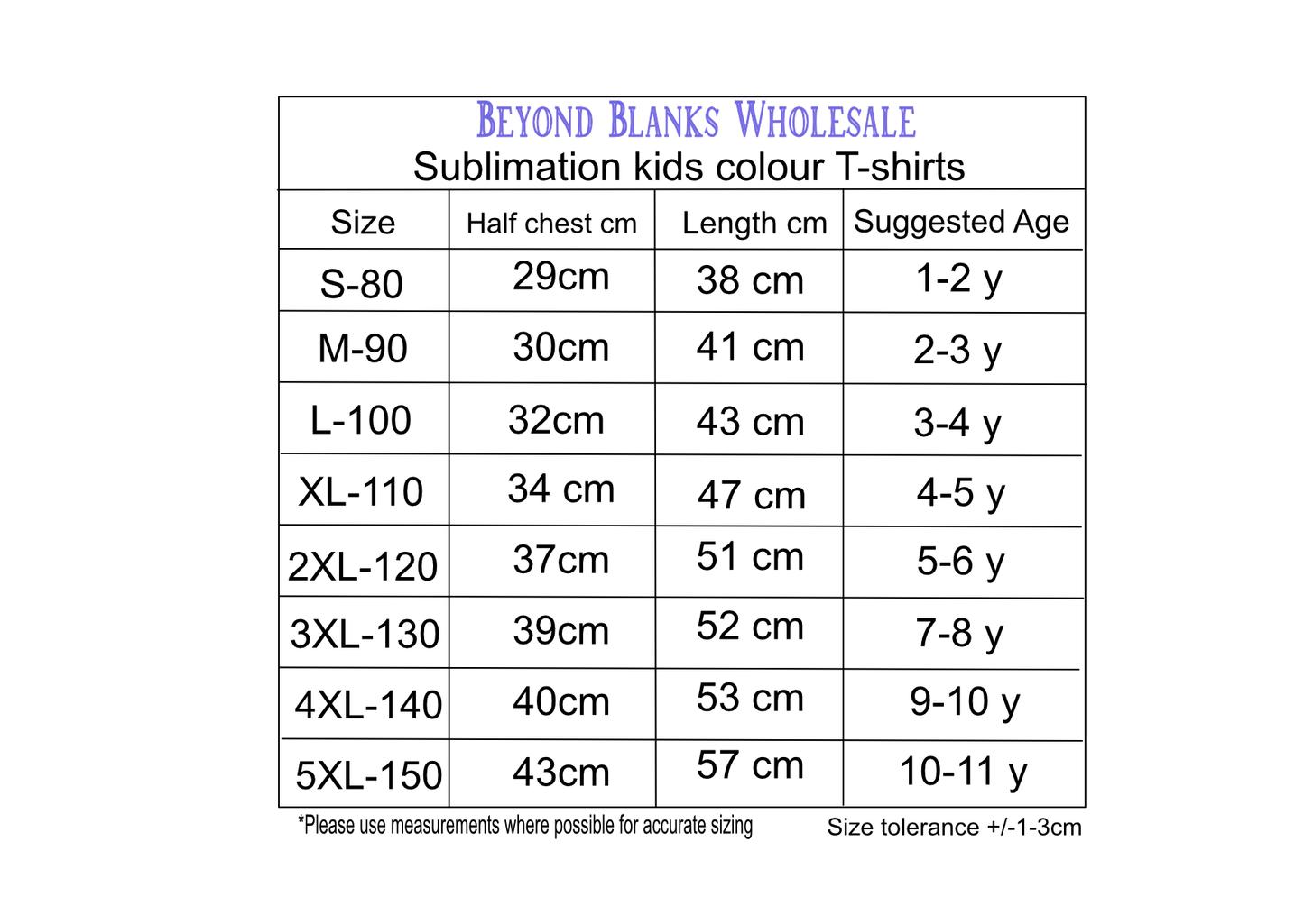 T-shirt colours sublimation