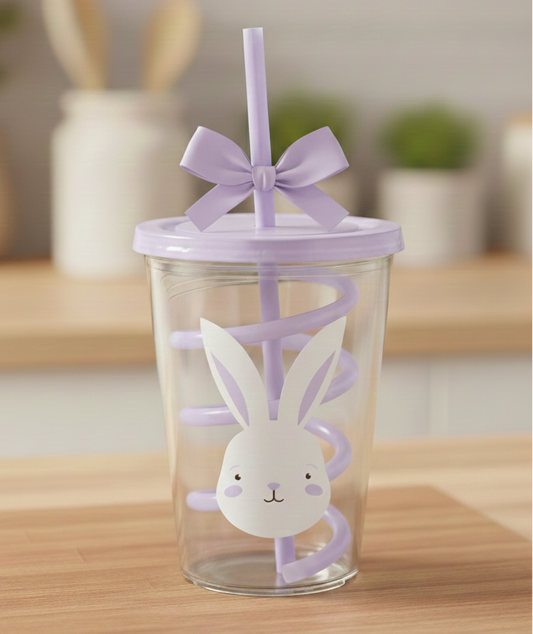 Easter cup & swirly straw lilac