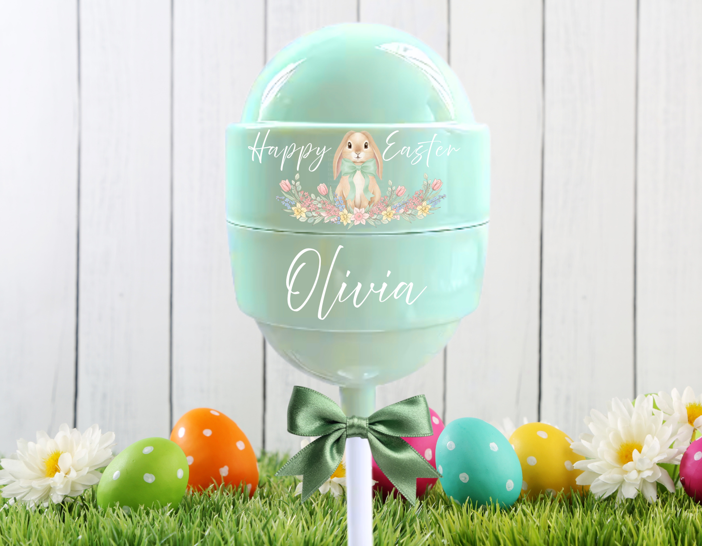 UVDTF lollipop decal-Lop Sage floral bunny