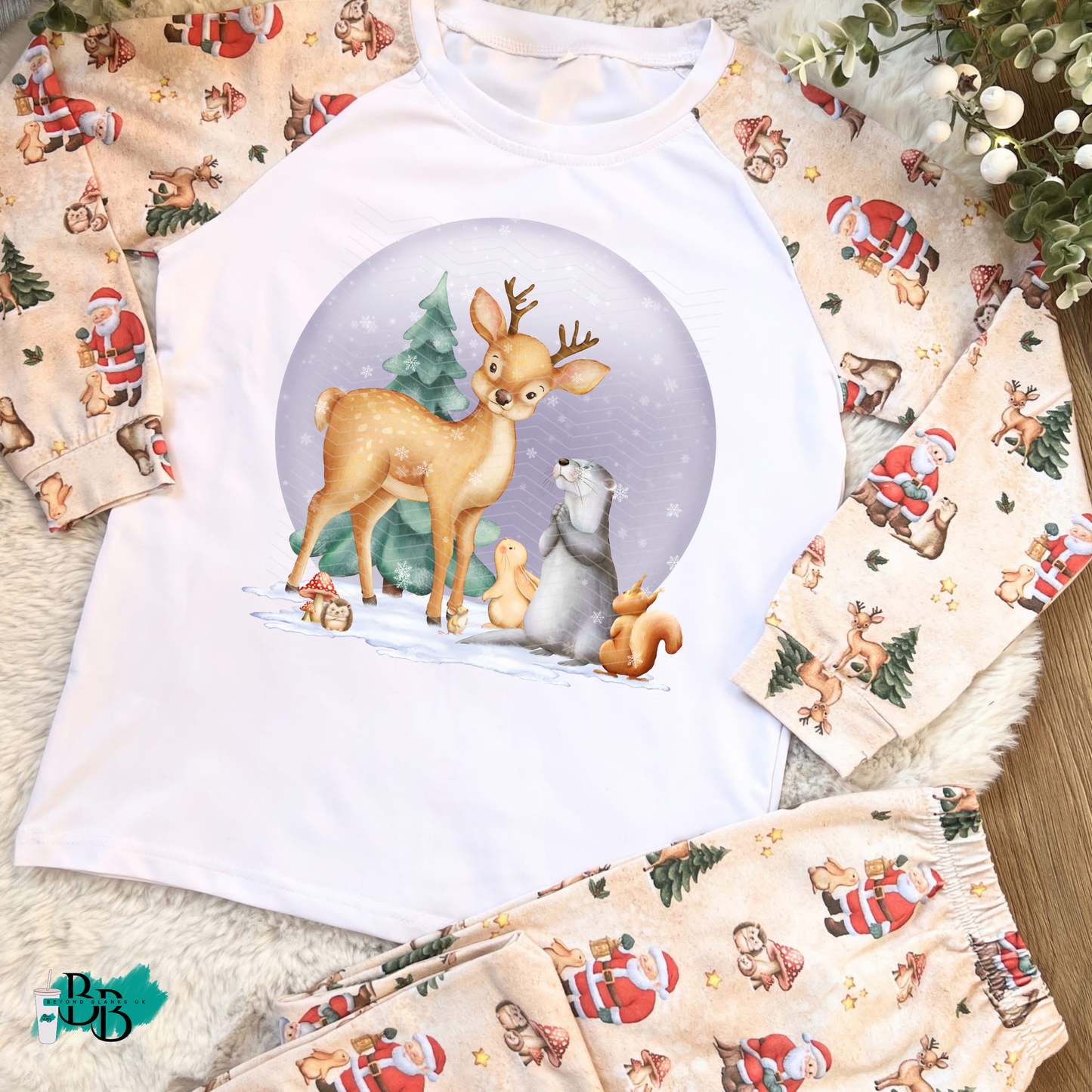 DTF- Santa forest friends Pyjamas design 2