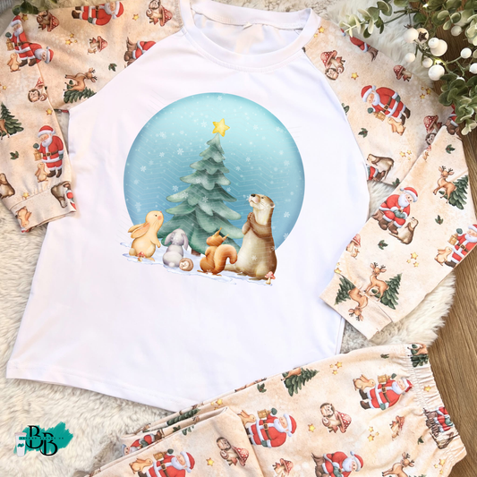 DTF- Santa forest friends Pyjamas design 4