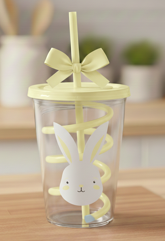 Easter cup & swirly straw Lemon