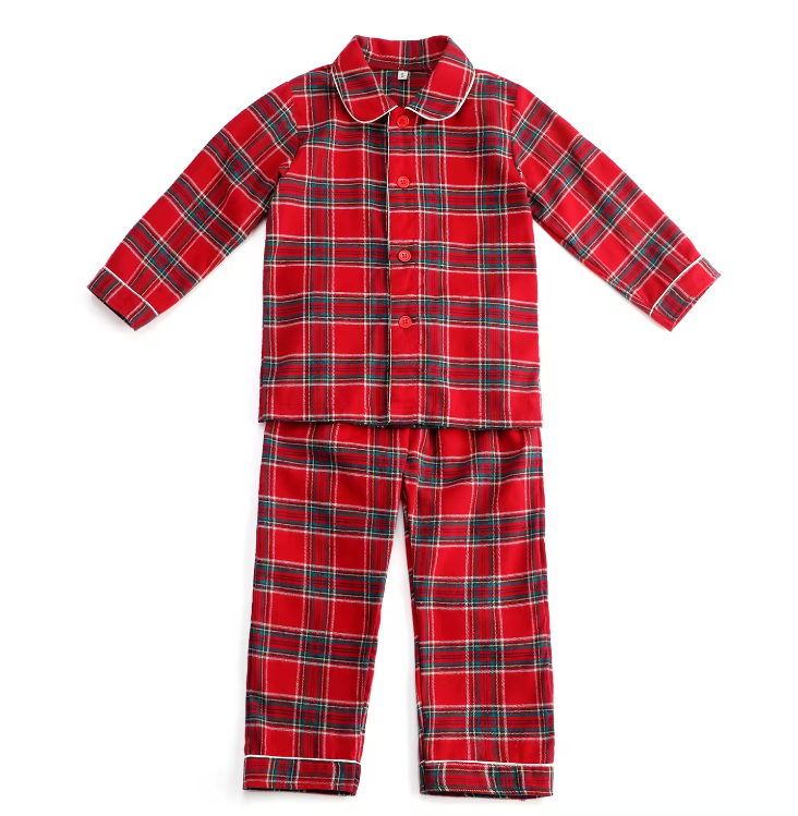 Christmas tartan family plain pyjamas