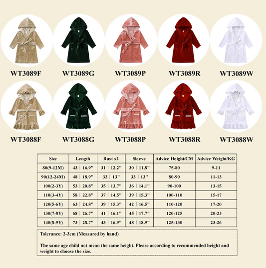 Christmas Velvet dressing gown with frill
