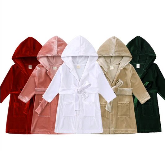 Christmas Velvet dressing gown with frill