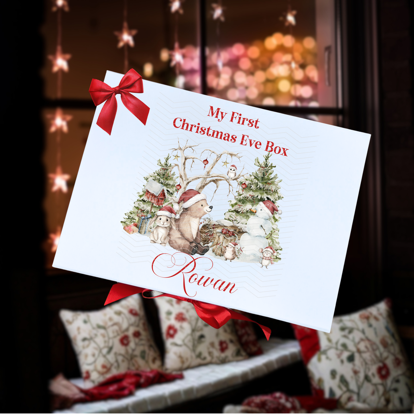 Magnetic box white with ribbons