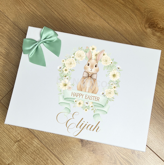 UVDTF Easter floral wreath bunny green